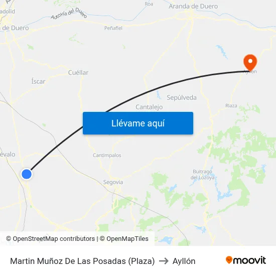 Martin Muñoz De Las Posadas (Plaza) to Ayllón map