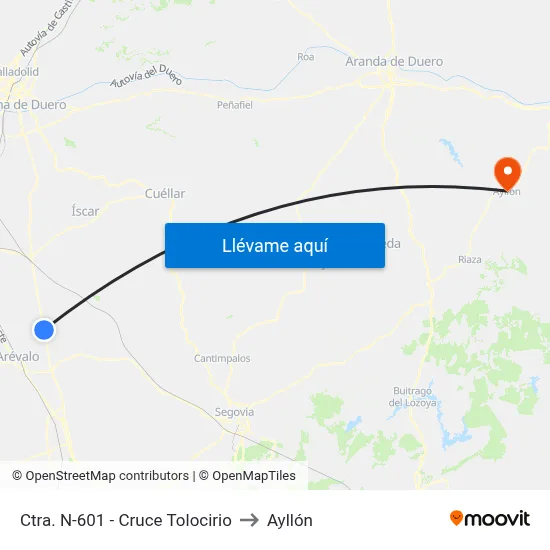 Ctra. N-601 - Cruce Tolocirio to Ayllón map