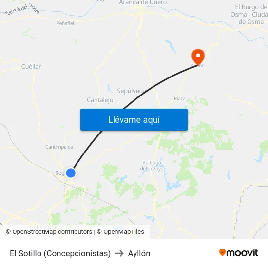 El Sotillo (Concepcionistas) to Ayllón map