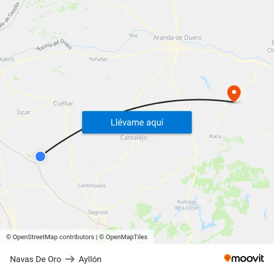 Navas De Oro to Ayllón map