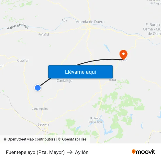 Fuentepelayo (Pza. Mayor) to Ayllón map