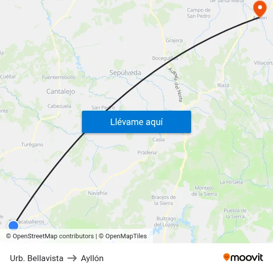 Urb. Bellavista to Ayllón map