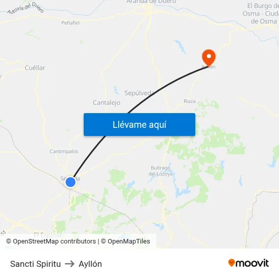 Sancti Spiritu to Ayllón map
