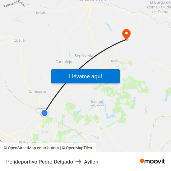 Polideportivo Pedro Delgado to Ayllón map