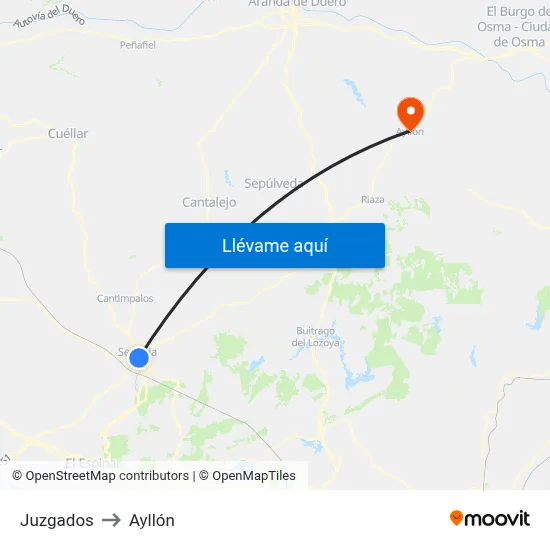 Juzgados to Ayllón map