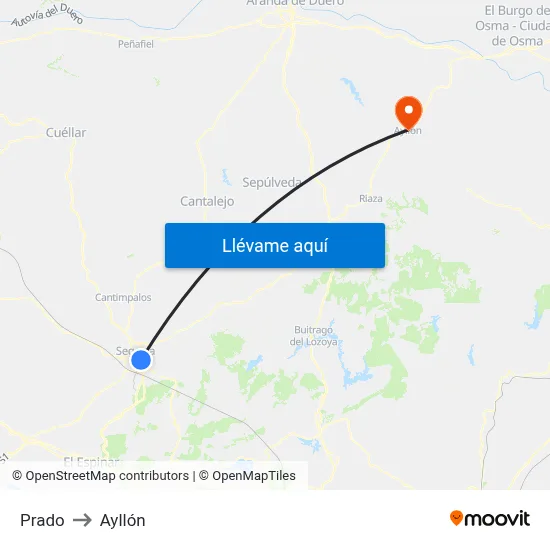 Prado to Ayllón map
