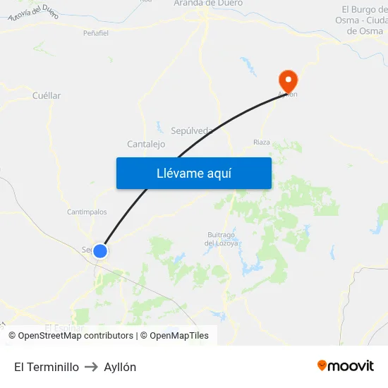 El Terminillo to Ayllón map