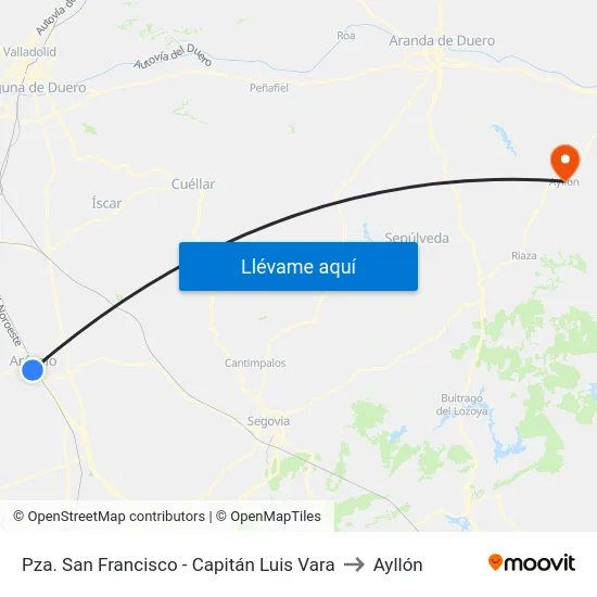 Pza. San Francisco - Capitán Luis Vara to Ayllón map