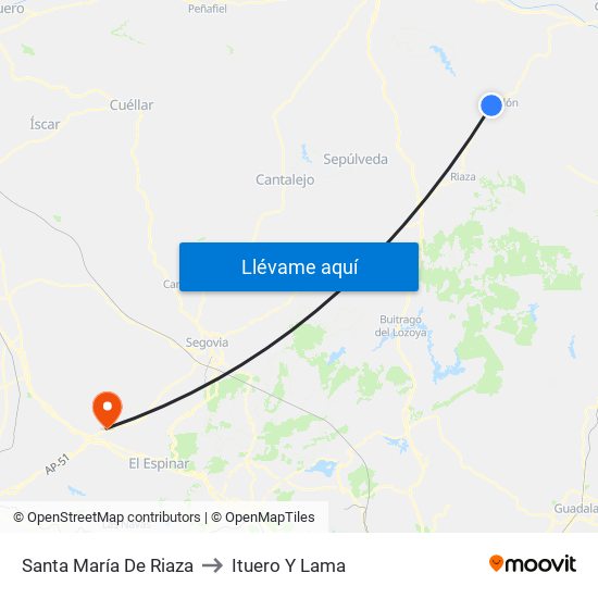 Santa María De Riaza to Ituero Y Lama map