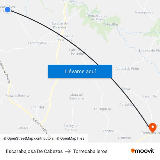 Escarabajosa De Cabezas to Torrecaballeros map