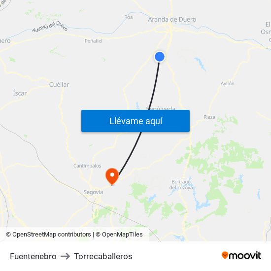 Fuentenebro to Torrecaballeros map
