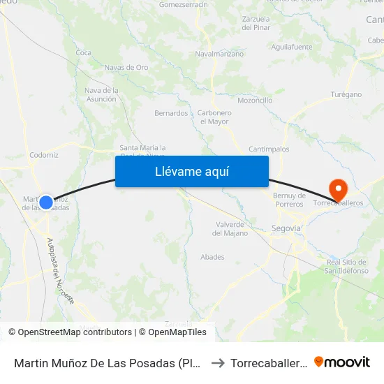 Martin Muñoz De Las Posadas (Plaza) to Torrecaballeros map