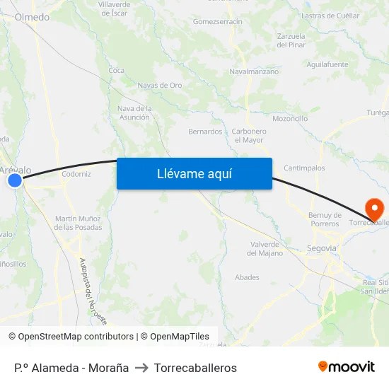 P.º Alameda - Moraña to Torrecaballeros map