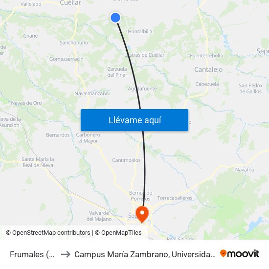 Frumales (Cruce) to Campus María Zambrano, Universidad De Valladolid map