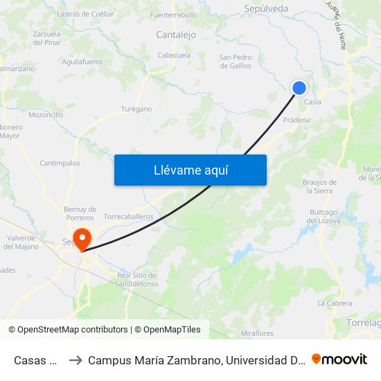 Casas Altas to Campus María Zambrano, Universidad De Valladolid map