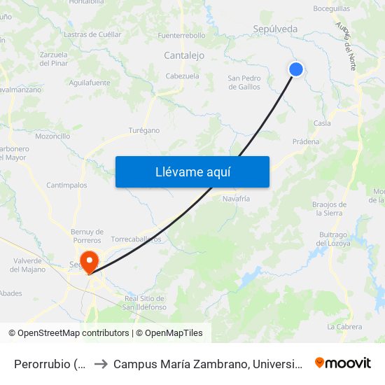 Perorrubio (Pueblo) to Campus María Zambrano, Universidad De Valladolid map