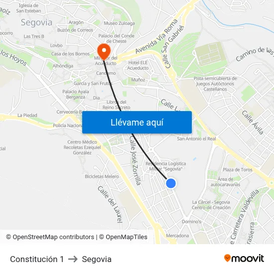 Constitución 1 to Segovia map