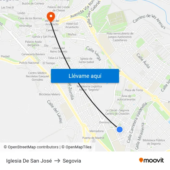 Iglesia De San José to Segovia map