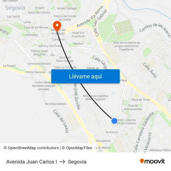 Avenida Juan Carlos I to Segovia map