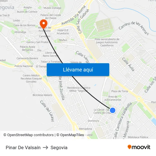 Pinar De Valsaín to Segovia map