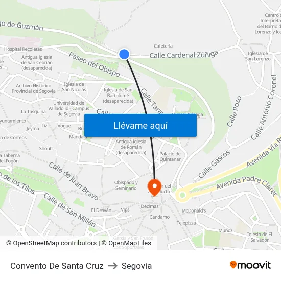 Convento De Santa Cruz to Segovia map