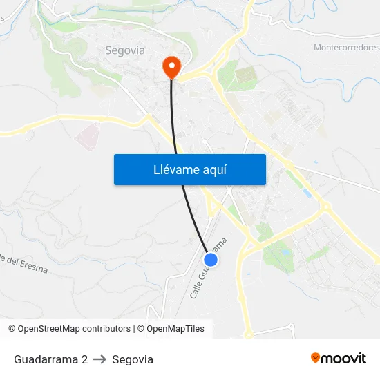 Guadarrama 2 to Segovia map