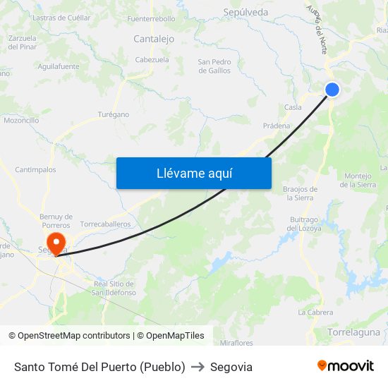 Santo Tomé Del Puerto (Pueblo) to Segovia map