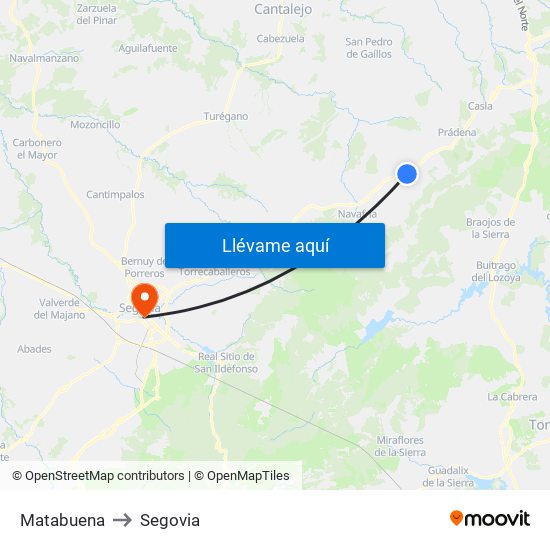 Matabuena to Segovia map
