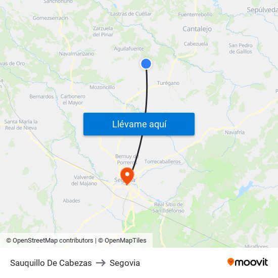 Sauquillo De Cabezas to Segovia map