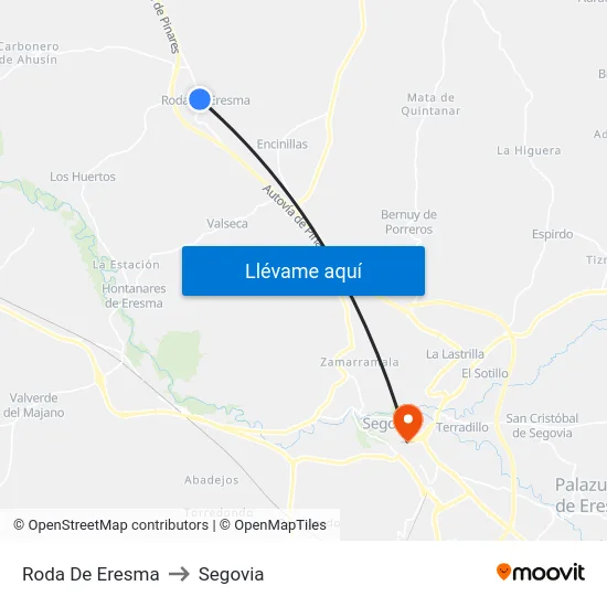 Roda De Eresma to Segovia map