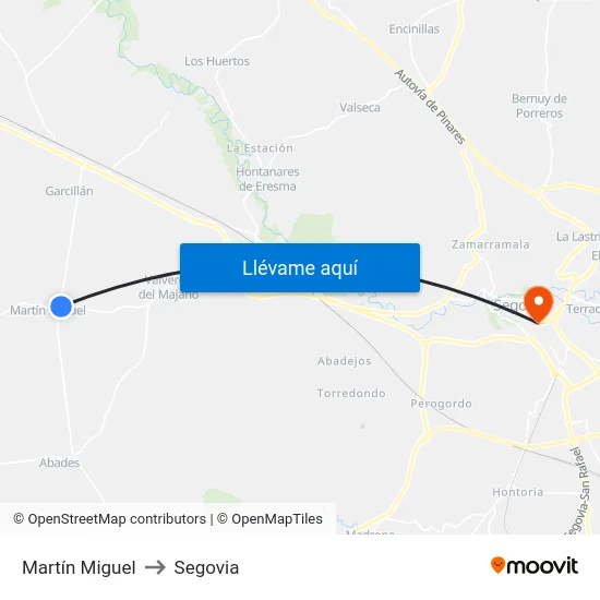 Martín Miguel to Segovia map