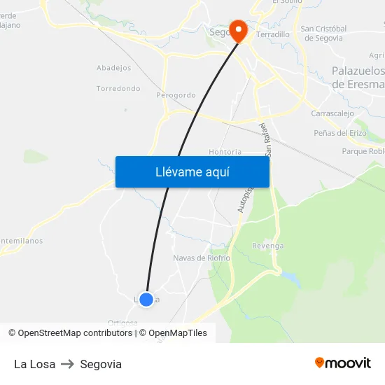 La Losa to Segovia map