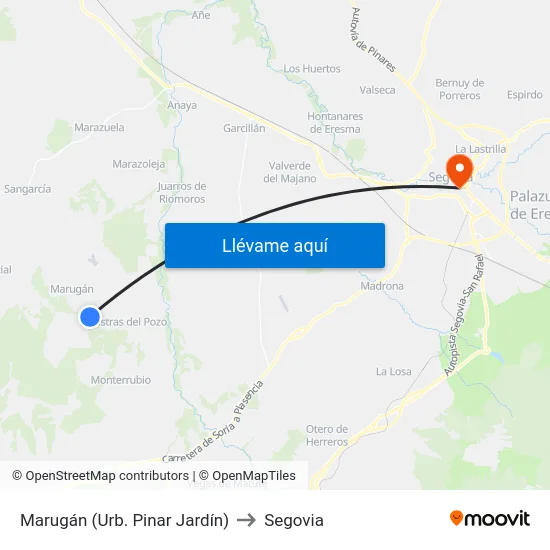 Marugán (Urb. Pinar Jardín) to Segovia map