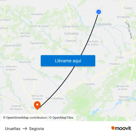 Urueñas to Segovia map
