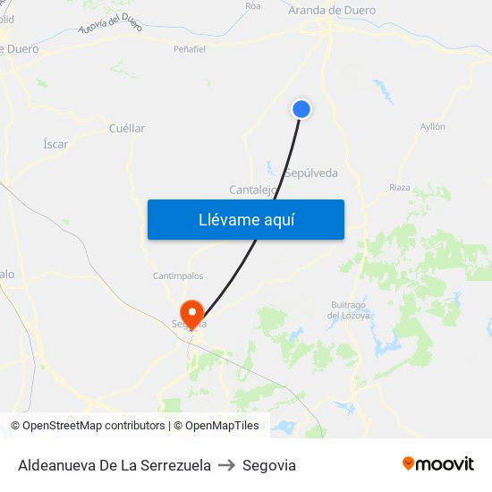 Aldeanueva De La Serrezuela to Segovia map