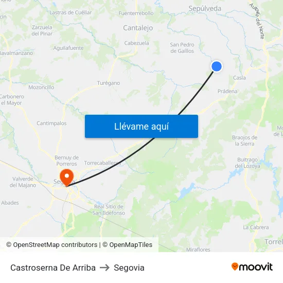 Castroserna De Arriba to Segovia map