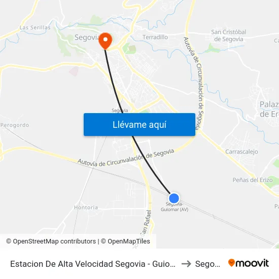 Estacion De Alta Velocidad Segovia - Guiomar to Segovia map