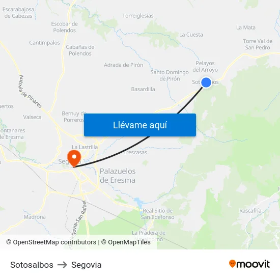 Sotosalbos to Segovia map