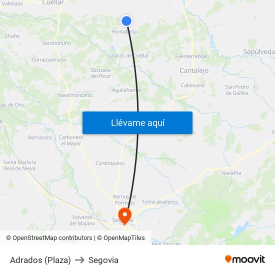 Adrados (Plaza) to Segovia map