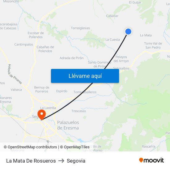 La Mata De Rosueros to Segovia map