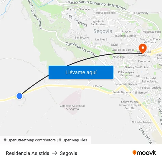 Residencia Asistida to Segovia map