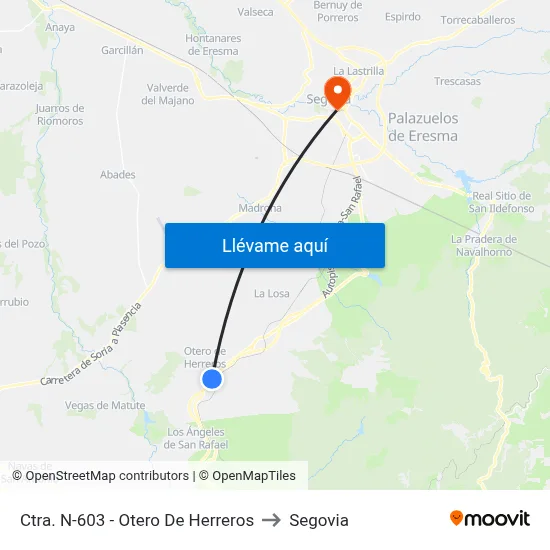 Ctra. N-603 - Otero De Herreros to Segovia map