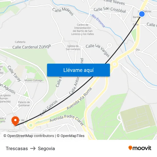 Trescasas to Segovia map