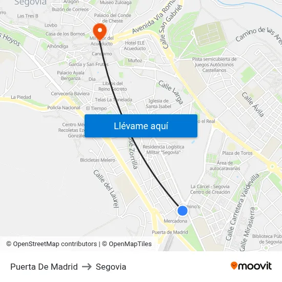 Puerta De Madrid to Segovia map