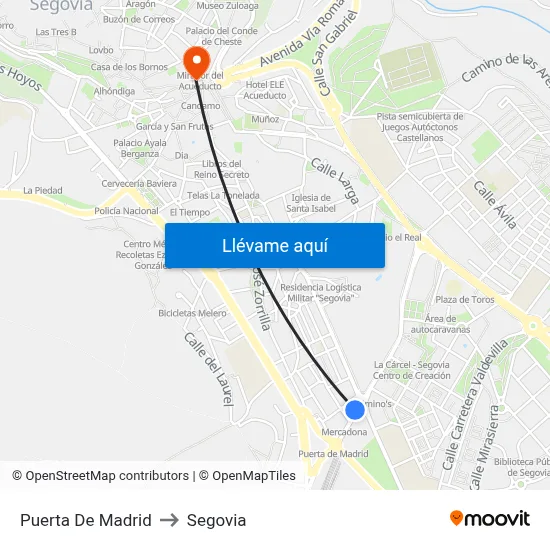 Puerta De Madrid to Segovia map