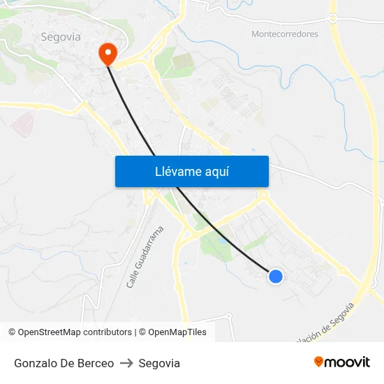 Gonzalo De Berceo to Segovia map