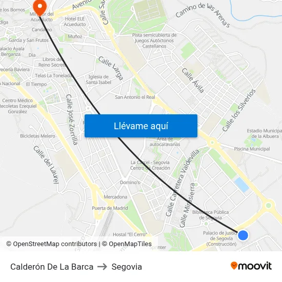 Calderón De La Barca to Segovia map
