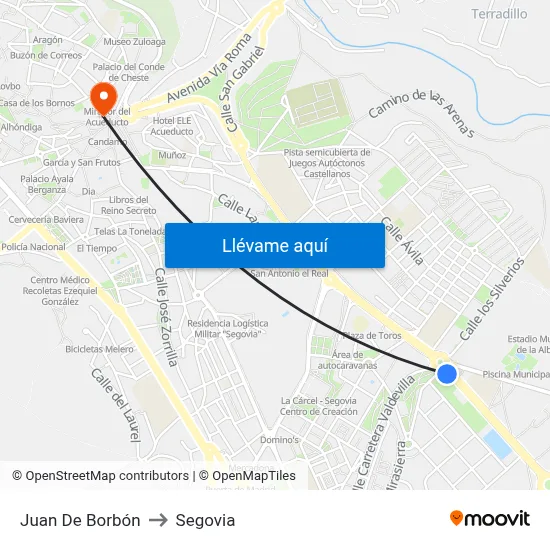 Juan De Borbón to Segovia map