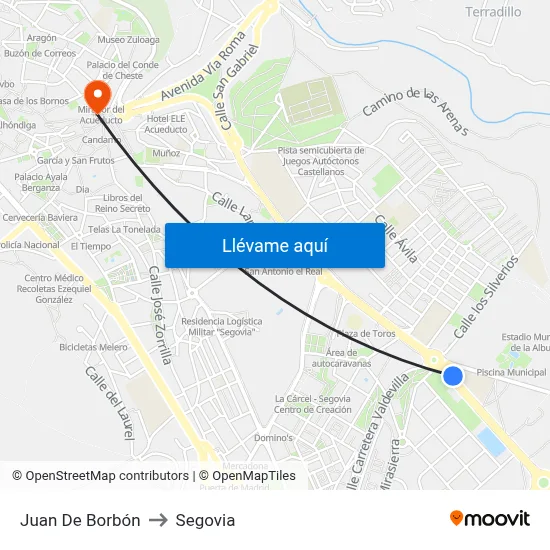 Juan De Borbón to Segovia map