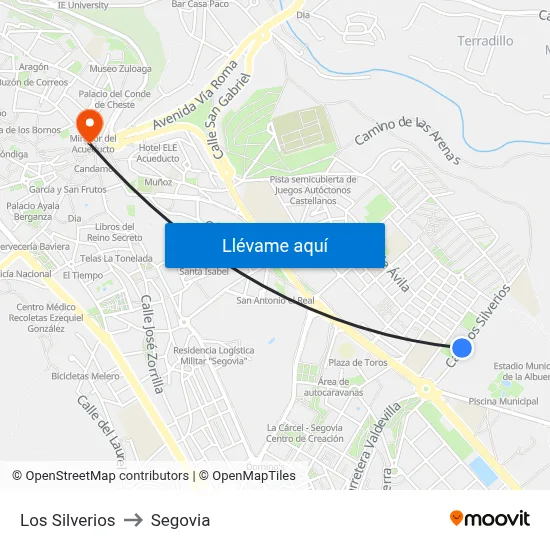 Los Silverios to Segovia map